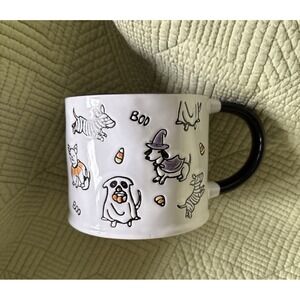 Halloween Coffee Mug Eli & Ana Handmade Ceramics Tricky Treat Etched Dog Purple